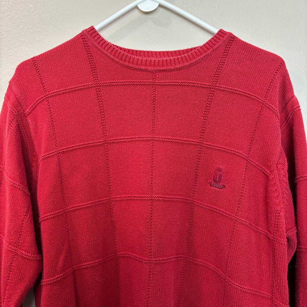 Vintage‎ IZOD Sweater Men's Medium Red Pattern Knit Pullover Box Pattern Casual - Picture 2 of 10